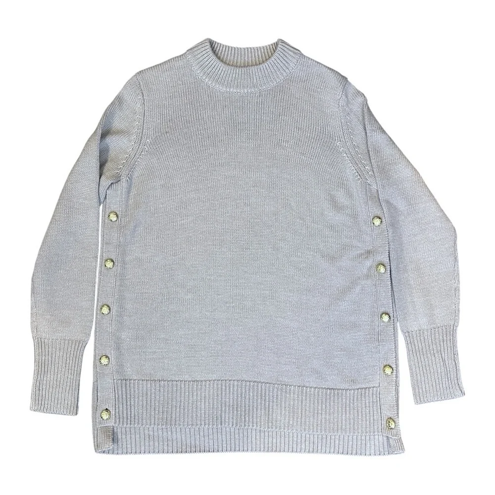 Tuckernuck Bexley Button Seam Wool Blend Sweater in Wheat Grey Women’s Small